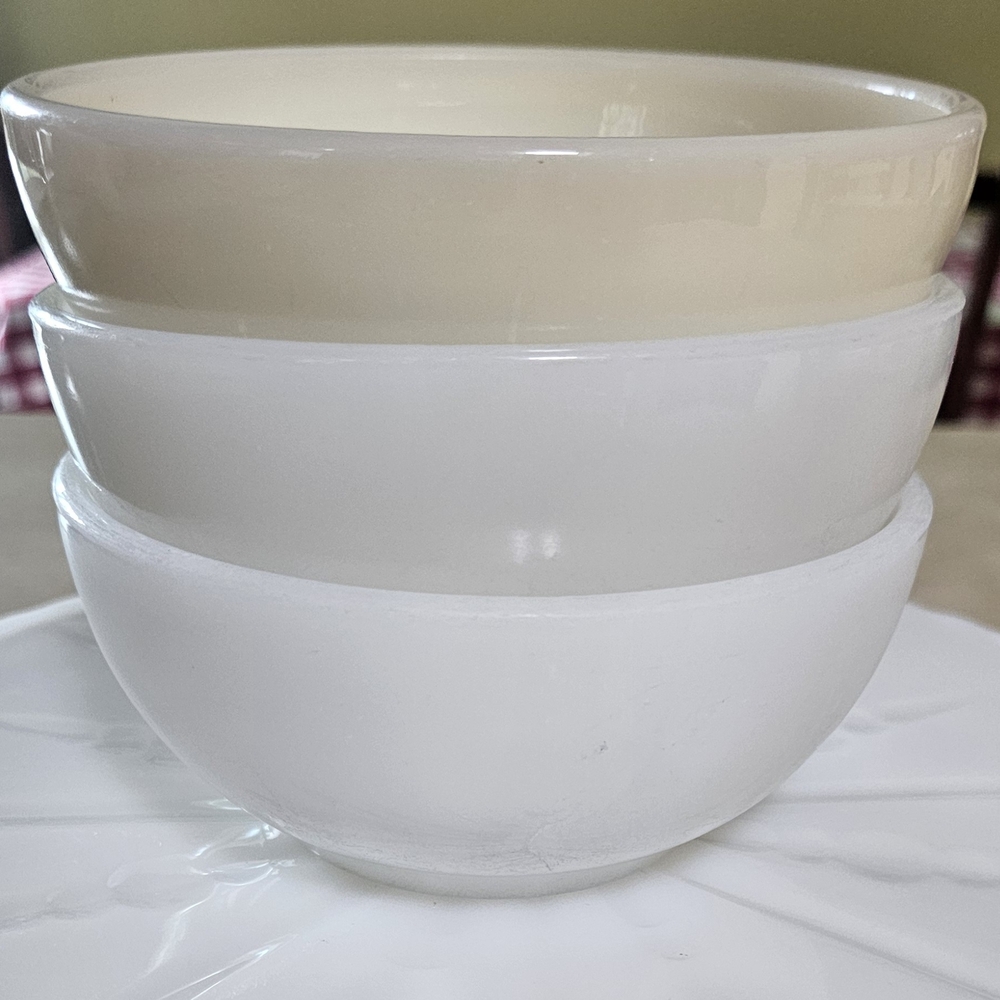 3 Fireking Milk Glass Cereal Bowls